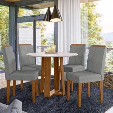 Imagem de Conjunto Sala de Jantar Mesa Tampo Redondo Vidro/mdf Isabela 100cm com