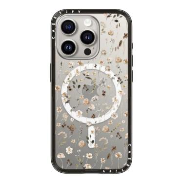 Imagem de CASETiFY Capa compacta para iPhone 15 Pro [fina e elegante/compatível com Magsafe/1,2 m. Proteção contra quedas de nível militar] - Wildflower Friday - Preto transparente
