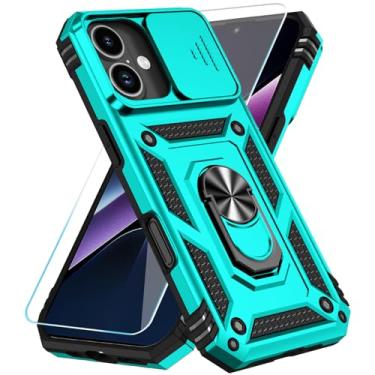 Imagem de SunStory Capa de telefone para telefone 17 com protetor de tela HD e capa de câmera deslizante e suporte de anel girado, [grau militar] capa de telefone para telefone 17 (azul-petróleo, telefone 17)