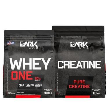 Imagem de Kit Whey Protein One 900g + Creatina Pura 100% Refil 1kg Dark Lab, Mor