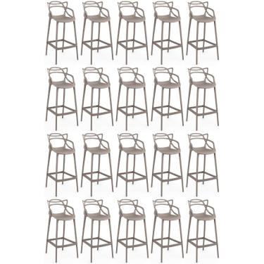 Imagem de Kit 20 Banquetas Allegra Com Encosto Design Cozinha/bancada - Fendi