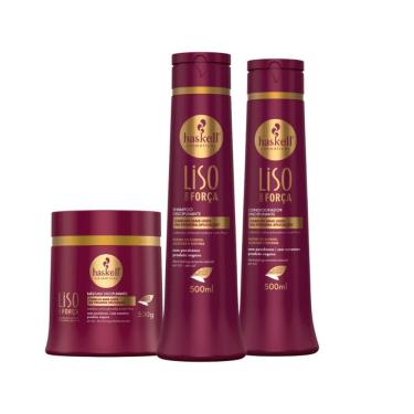 Imagem de Kit Shampoo Condicionador E Máscara Disciplinante Liso Com Força Haskell 500ml