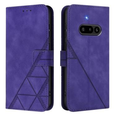 Imagem de Asdsinfor Capa flip para NothingPhone 3A couro sintético carteira coldre com suporte para cartões fecho magnético à prova de choque Folio Protect Cover for Nothing Phone (3A). Roxo YBS