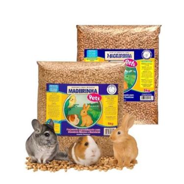 Imagem de Kit 2 Sacos 5kg Granulado Madeira Coelho Roedores - madeirinha