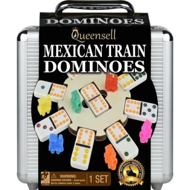 Imagem de Conjunto de dominós Mexican Train Queensell Double 12 com cubo de made