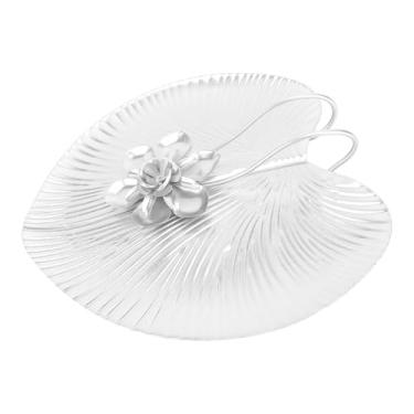 Imagem de Porta-guardanapos de folha de ferro - Suporte de mesa moderno ponderado para restaurantes casamentos - Decorativo 19,5 x 5,6 cm Suporte de guardanapo plano com clipe de guardanapo (prata)