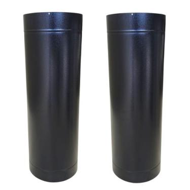 Imagem de Kit 2 Duto 8 Preto 60cm Chaminé Churrasqueira Resistente - INOX LAURIN