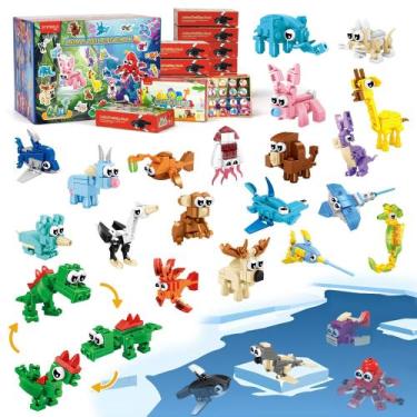 Imagem de Building Block Toy Zitetbolo, pacote com 24, 72 tipos de animais, 6 ou