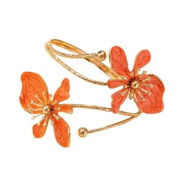 Imagem de A-yeite Joia de braço feminina delicada ajustável boho flor braço braçadeira braçadeira floral acessório declaração aniversário feriado presente, One Size, Metal, Sem Pedra Preciosa