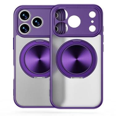 Imagem de LTLMYDAM Capa fina para iPhone 17 Pro Max/17 Pro/17 Air/17, capa de celular transparente com sucção magnética com suporte de anel capa antiamarelamento, roxa, 17