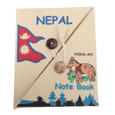 Imagem de Pssopp Nepali Hand Made Book, 6x4.8 Polegada Dupla Abertura Botões Design Bonito Mini Jornal Sketchbook para Uso do Escritório Escolar