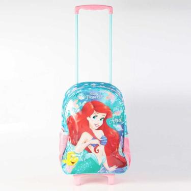 Imagem de Mochila Escolar De Rodinhas Ariel Princesa Disney 11480 Azul - XERYUS,