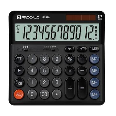 Imagem de CALCULADORA DE MESA GRANDE 12 DIG. PROCALC, VISOR GRANDE, DUAL POWER, PRETA