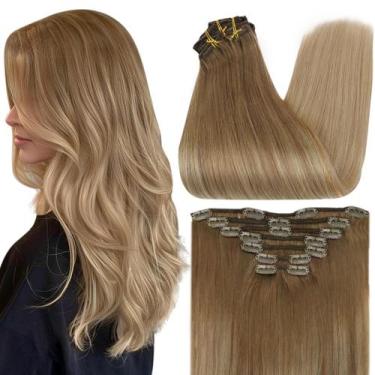 Imagem de Extensões de cabelo Full Shine Clips ins Balayage Blonde 55 cm