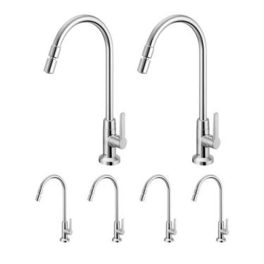 Imagem de Kit 6 Torneira Lavatório Mesa Bica Alta Gali Chrome Docol