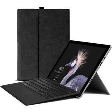 Imagem de Capa para Surface Pro 30.5 cm 2025, capa protetora para tablet slim empresarial de vários ângulos com suporte de caneta magnética hibernar/despertar automática, compatível com teclado tipo capa, preta