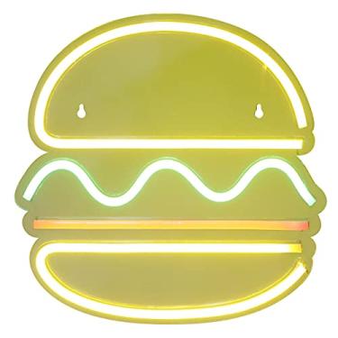 Imagem de TOPINCN Neon Signs LED Neon Light Wall Decor Luz Hamburger Forma Sinal para Home Quarto Bar Com 2 Furos para Home Quarto Bar Pub Shop Decoração