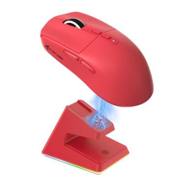 Imagem de Mouse para jogos ATTACK SHARK X6 49g Superlight sem fio com base de carregamento RGB magnética, mouse ultraleve PixArt PAW3395, 26000DPI, mouse sem fio/com fio BT/2.4G, bateria de 200 horas para