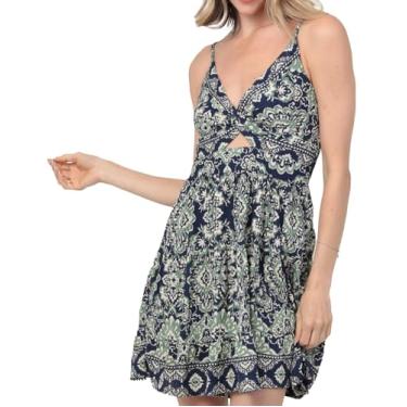 Imagem de Angie Vestido de verão feminino Peekaboo com saia em camadas, Azul-marinho, M