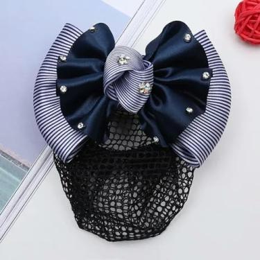 Imagem de Malha Flor Laço Crochê Laço Bun Net Presente para Mãe Clipe de Cabelo Para Atendentes de Luz Enfermeiras Acessórios de Cabelo Senhora Mulheres