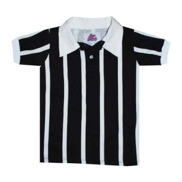 Imagem de Camisa Polo Botão Liga Retrô Infantil  Listrada 8, Preto, Branco, 8