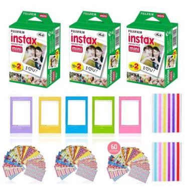 Imagem de Filme instantâneo Fujifilm Instax Mini 60 folhas, molduras e adesivos