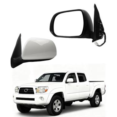 Imagem de Dasbecan Espelho retrovisor de 3 pinos do lado esquerdo compatível com Toyota Tacoma 2005-2011 capa de pintura branca espelho com dobra manual/substituição de vidro elétrico # TO1320256 87940-04180