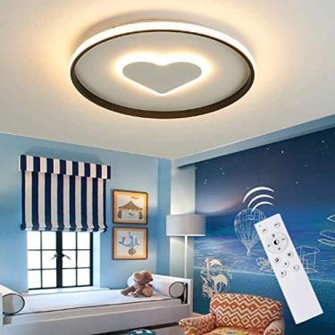 Imagem de Luminária de teto LED regulável em forma de coração, controle remoto, lâmpada para sala de estar, abajur redondo moderno de acrílico, quarto, sala de crianças, corredor, cozinha, varanda, lu