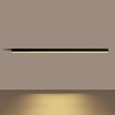 Imagem de Luminária de teto semi-embutida linear minimalista moderna para sala de estar, corredor e quarto Lustres de tira longa com design contemporâneo e iluminação elegante