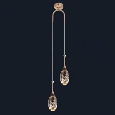 Imagem de Lustre Pendente Luminárias de Teto Pendurado LED Linear Tubo Longo Lâmpada Moderna Luzes Pendentes de Cristal Lustre V-intage para Sala de Jantar Cozinha, Preto e Dourado 2 luzes