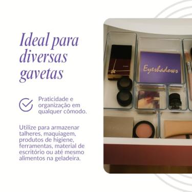 Imagem de Kit 6 Peças Organizador de Gavetas Acrílico Modular Pote Organização Geladeira Armários Cozinha Escritório Quarto Acessórios Transparente Base Antiderrapante (8cm x 8cm x 5cm)