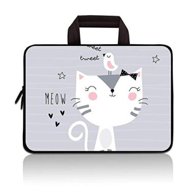 Imagem de 27.9 cm 29.5 cm 30.5 cm 30.7 cm 31.8 cm 31.8 cm bolsa para laptop Chromebook bolsa Ultrabook capa neoprene serve para Samsung Google, Acer, HP, DELL, Lenovo Asus (11 11,6 12,1 12,1 polegadas, gato e
