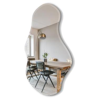 Imagem de USHOWER Espelho de parede irregular 51 x 91 cm, espelho ondulado sem moldura com borda chanfrada e polida, espelhos de parede decorativos para banheiro, quarto, sala de estar, entrada, renovação de