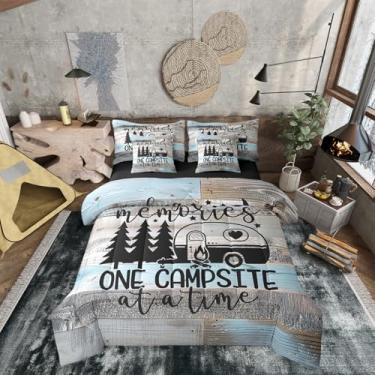 Imagem de Erosebridal Jogo de edredom King com 2 fronhas, para crianças, adolescentes e adultos, retrô, de madeira, com lençol de cima, lençol com elástico, decoração rústica de casa de fazenda