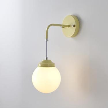 Imagem de Luminária de parede moderna de vidro branco, luminária de parede com arte em vidro floral francês, luminária de parede nórdica com decoração verde creme, elegantes arandelas de vidro com flo