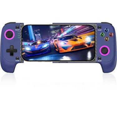 Imagem de Mobile Game Controller Wireless Phone Controller for iPhone/Android, Hall Effect Gaming Controller, RGB Light, Support Phone Case, Suitable for Steam Link, Roblox, Call of Duty & More, Blue