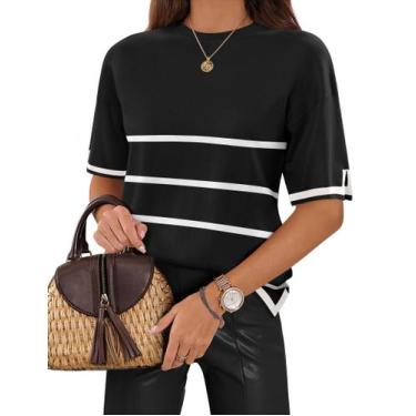 Imagem de Suéter recortado Zeagoo de manga curta para mulheres, moda 2025