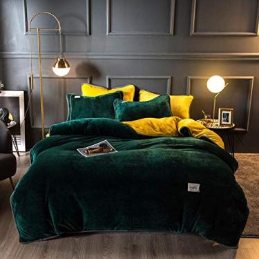 Imagem de Jogo de lençol de cama de 4 peças, veludo de leite grosso, quatro peças, veludo coral de inverno, frente e verso, capa de edredom de flanela para bebês-Luo_Cama de 1,2 m