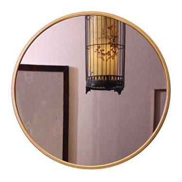Imagem de Espelho de maquiagem Espelhos de parede para sala de estar Espelho de banheiro de ferro dourado espelho doméstico de parede espelho de banheiro espelho redondo (cor: ouro tamanho: 30 cm) (ouro 40 cm)