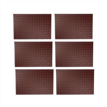 Imagem de Kit Descanso Pratos Jogo Americano 6 Peças Retangular Luxo Sousplat Impermeável Mesa Jantar Borgonha