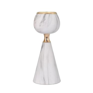 Imagem de Castiçal de ferro forjado, castiçal, suporte de vela de mármore sintético, centros de mesa para casa, festa de casamento, refeições, suporte de vela