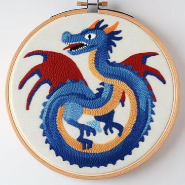 Imagem de Kit de agulhas de perfuração DIY Dragon Easy for Beginners Punch Needle Embroidery Set com padrão de argola estampada para amantes de artesanato e decoração de casa - 10