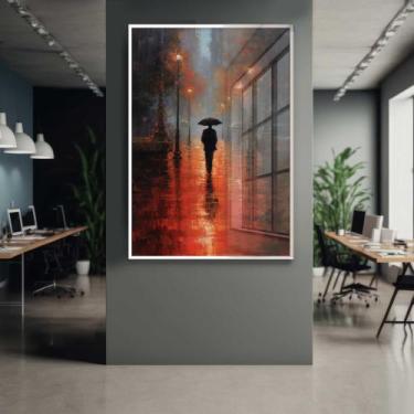 Imagem de Quadro Decorativo com Moldura e Acrilico Cristal Vidro Estrada Chuva A