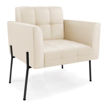 Imagem de Poltrona Pé de Ferro Preto para Sala Elisa Corino Bege D03 - D'Rossi
