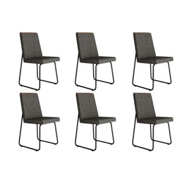 Imagem de Kit 6 Cadeiras Sala Jantar Lira 1752 6 Uni Preto/Grafite - Preto - Car