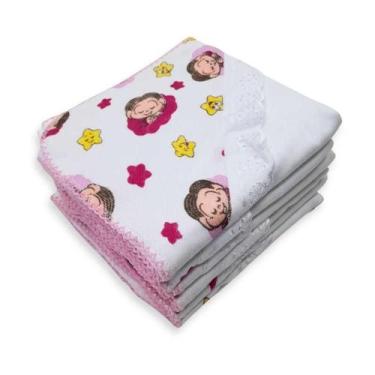 Imagem de 1 Cueiro Flanelado Aplique Turma Da Monica 80X80Cm Rosa - Dugu