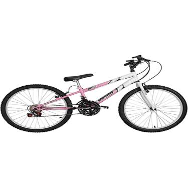 Imagem de Bicicleta de Passeio Ultra Bikes Esporte Bicolor Rebaixada Aro 24 Reforçada Freio V-Brake – 18 Marchas Feminina Rosa Bebê/Branco