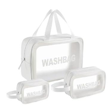 Imagem de Necessaire Viagem, Kit 3 Bolsa de Viagem Transparente, Necessaire à Prova D’água, Grande Capacidade E Portátil(Wash Bag (Branco))