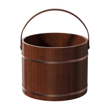 Imagem de Almencla Bacia de madeira para banho de pés, balde de acampamento spa com alça, barril de lavagem de pés para quarto, sauna de banheiro, Sem tampa