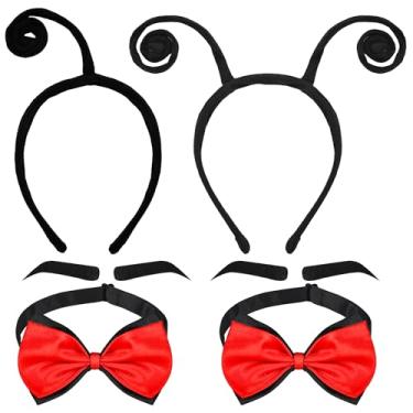 Imagem de 6 PCS Halloween Ant Antenna Cosplay Costume Include 2 Black Velvet Butterfly Tentacle Headband 2 Bow Tie and 2 Eyebrow Ladybug Accessories for Insects Cosplay Dress Up Pretend Play
